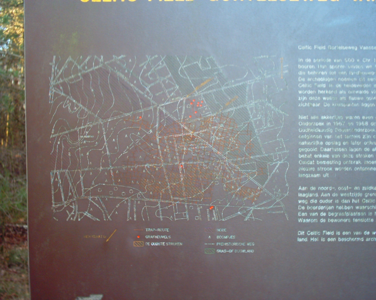 Plattegrond van raatakkers en oude weg op informatiebord